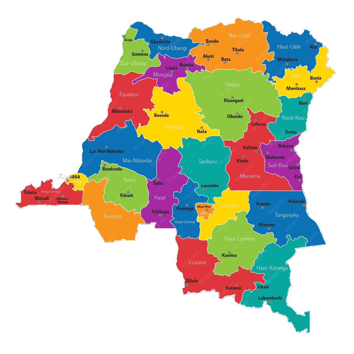 Carte de la Republique Democratique du Congo